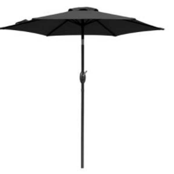 Cesicia 7.5 ft. Metal Market Beach Umbrella Outdoor Patio Umbrella in Black