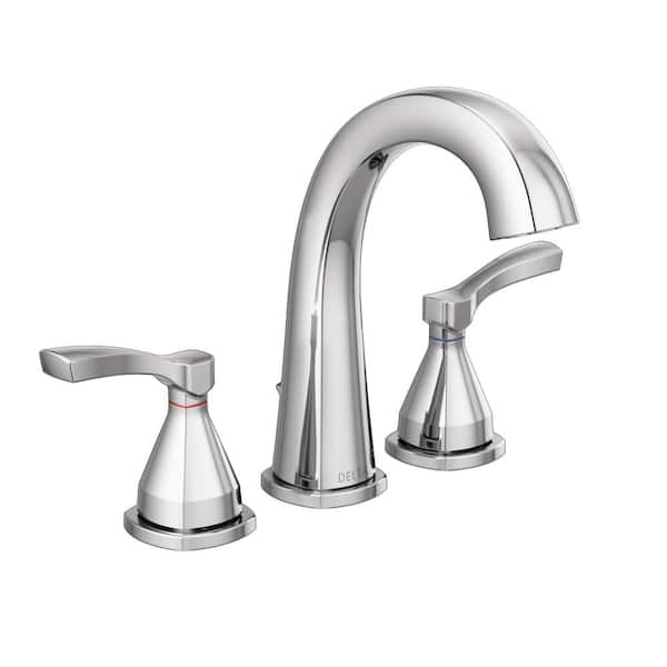 Widespread 2-Handle Bathroom Faucet w Metal Drain Assembly Delta Trinsic 8 in 