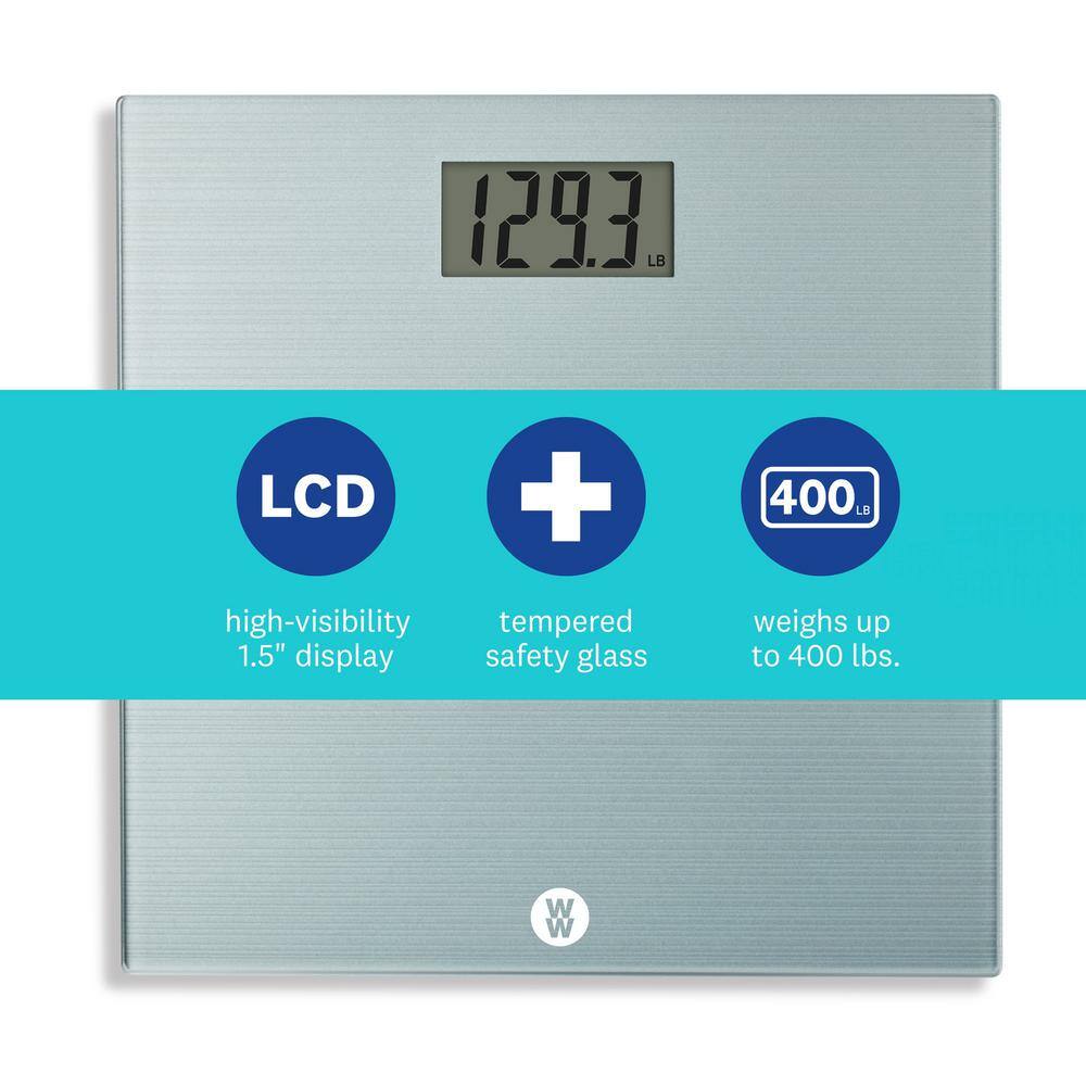 Silver Digital Glass Bathroom Scale with Large Display