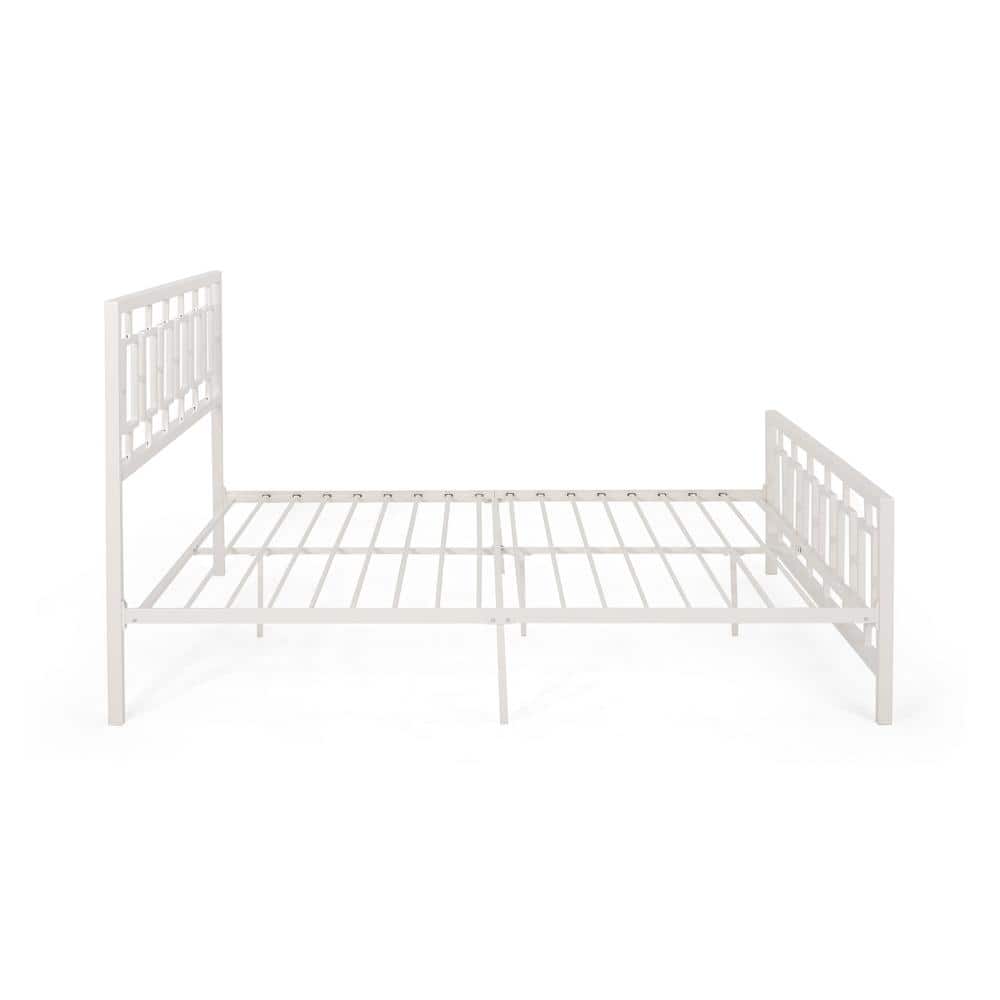 Noble House Krystin Modern King-Size Iron Bed Frame, White