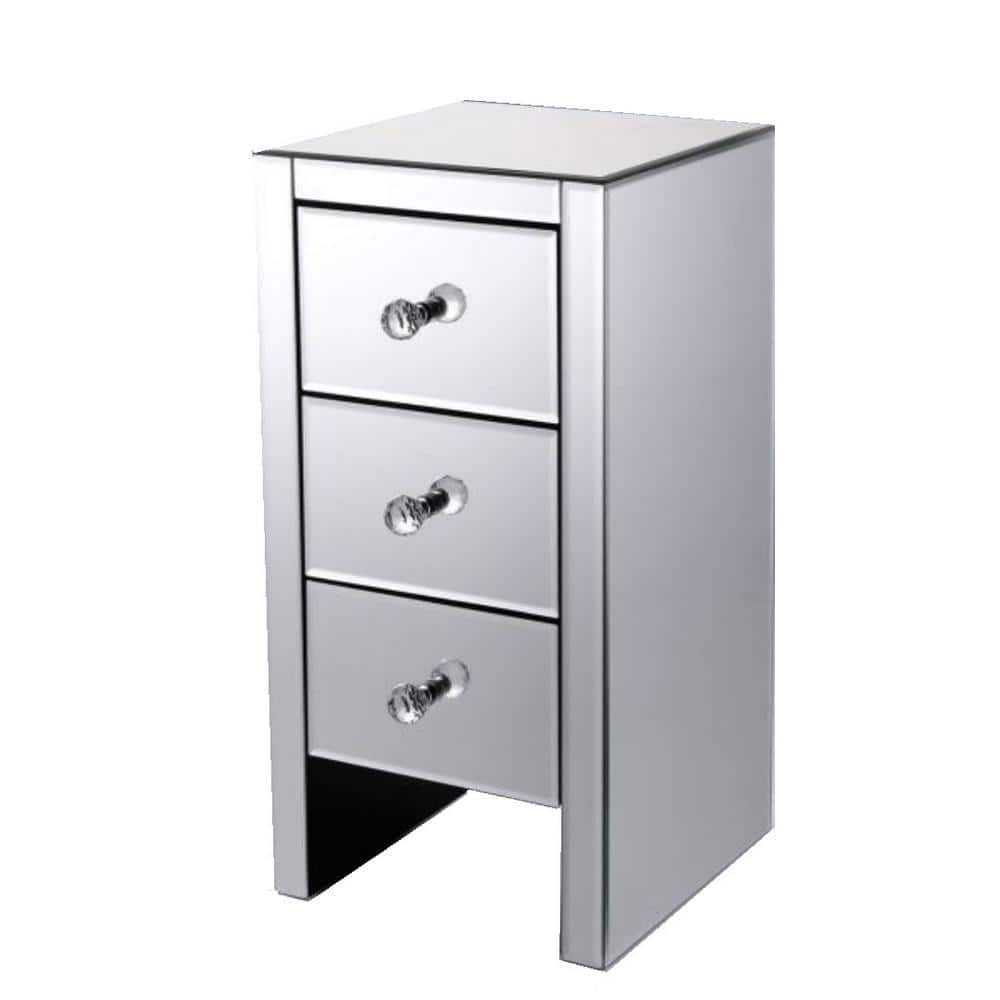 Tatahance Silver Mirror Bedside with 3 Drawers FD0102HE43JA