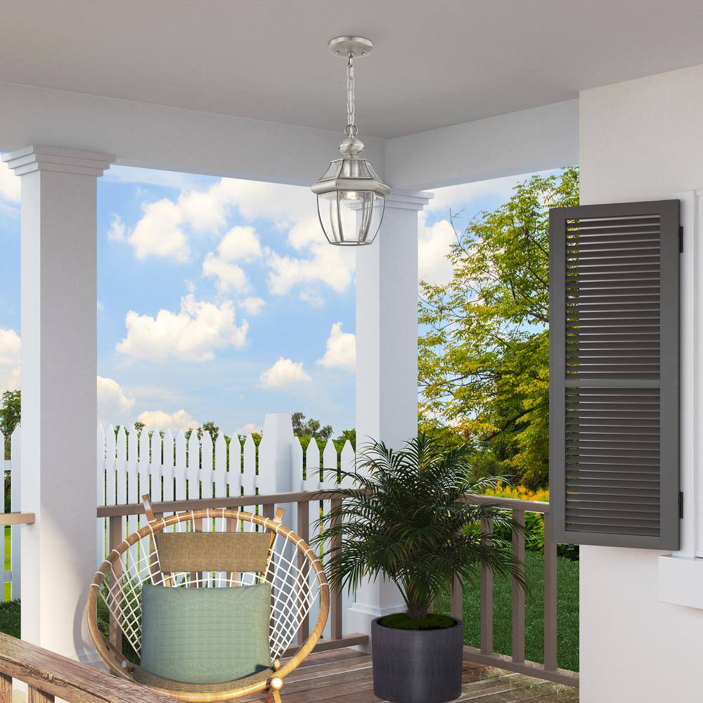 Monterey Brushed Nickel Glass Outdoor Pendant Light