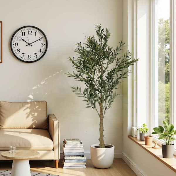 6 ft. Artificial Olive Tree in Pot, Indoor/Outdoor Decorative Tree