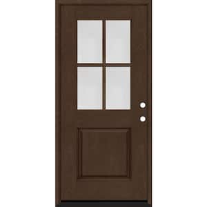 Regency 36 in. x 80 in. 1/2-4 Lite Clear Glass LHIS Hickory Stain Mahogany Fiberglass Prehung Front Door