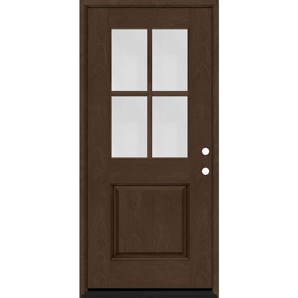 Steves & Sons Regency 36 in. x 80 in. 1/2-4 Lite Clear Glass LHIS Hickory Stain Mahogany Fiberglass Prehung Front Door