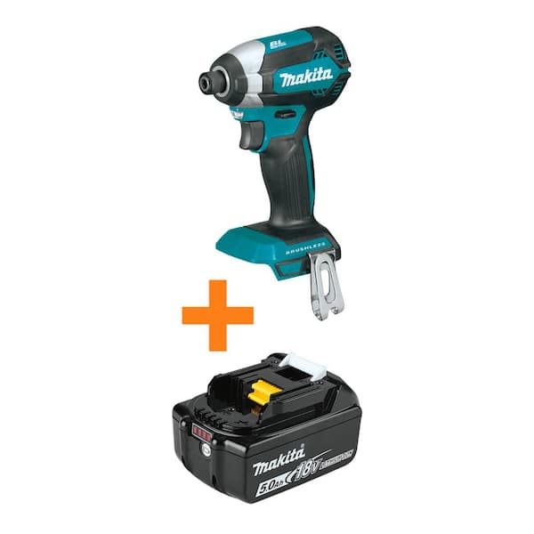 Makita 18V LXT Lithium-Ion Brushless 1/4 in. Cordless Impact Driver (Tool Only) and 18V LXT Lithium-Ion Battery Pack 5.0Ah