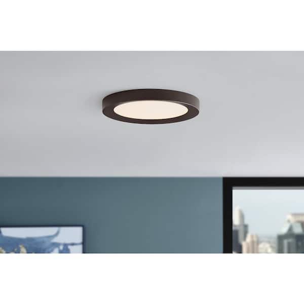 Home Decorators Collection Calloway 15 in. Bronze Integrated LED 5CCT Flush Mount