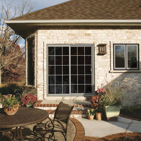 72 in. x 80 in. V-2500 Desert Sand Vinyl Right-Hand 15 Lite Sliding Patio Door