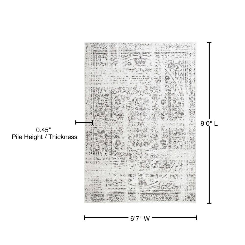 Gray 79" Rectangular Reversible Synthetic Easy Care Area Rug