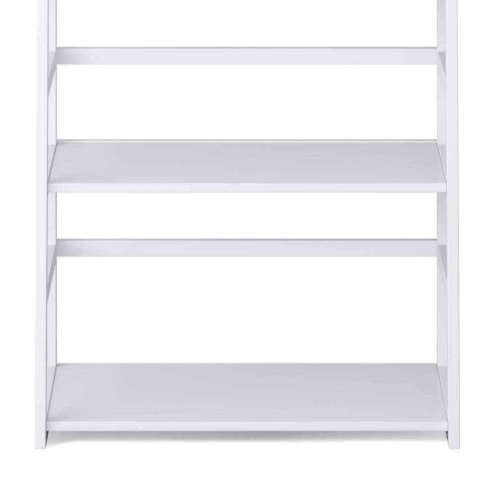 Acadian Solid Wood 4-Tier White Ladder Shelf Bookcase