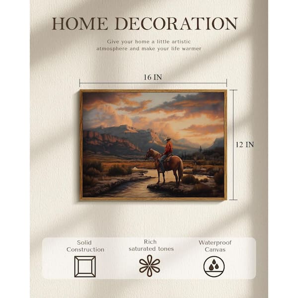 Western Cowboy wooden Framed Canvas 12 in. x 16 in. LX0259 - The