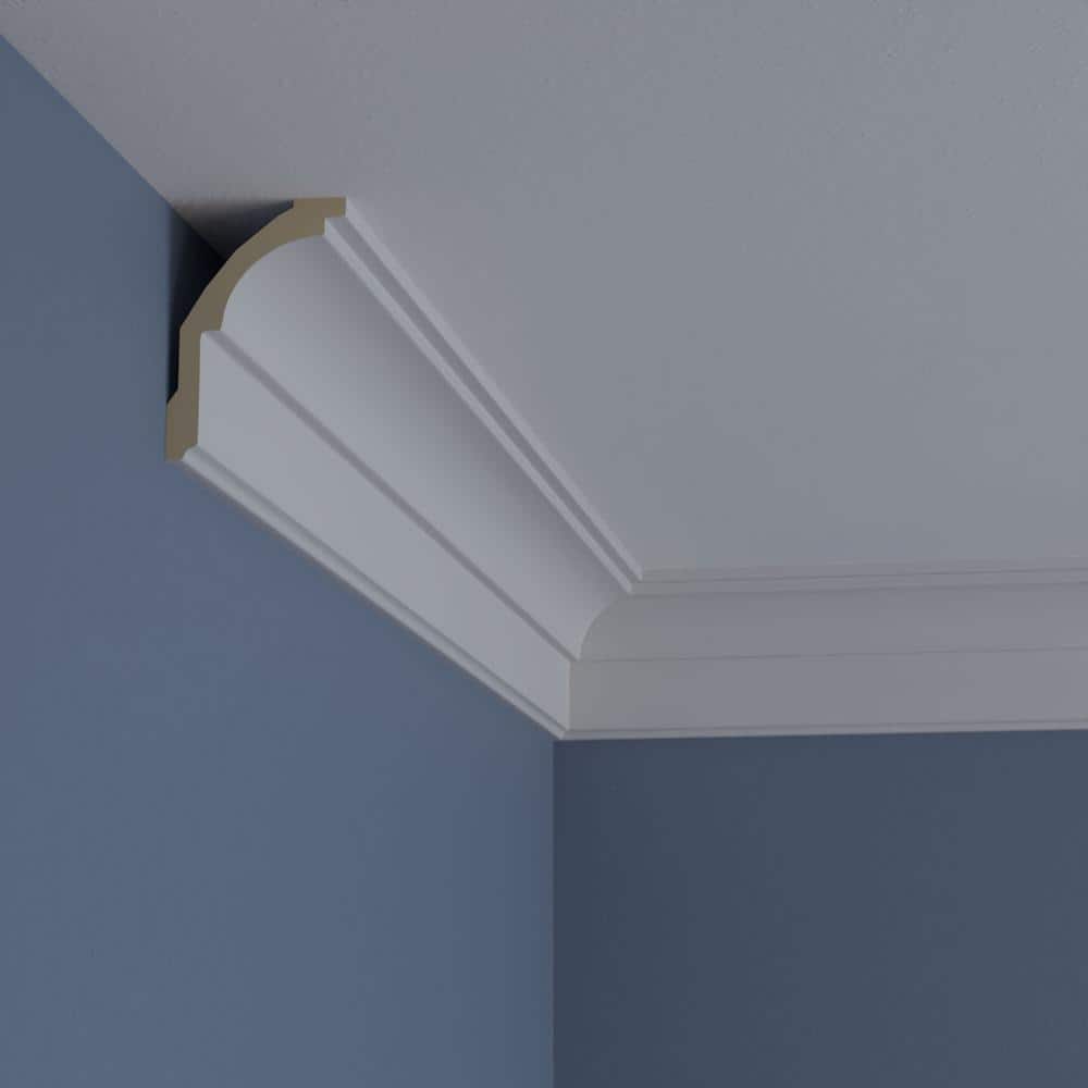 Primed White Polyurethane Classic Crown Moulding Sample, 12" Length