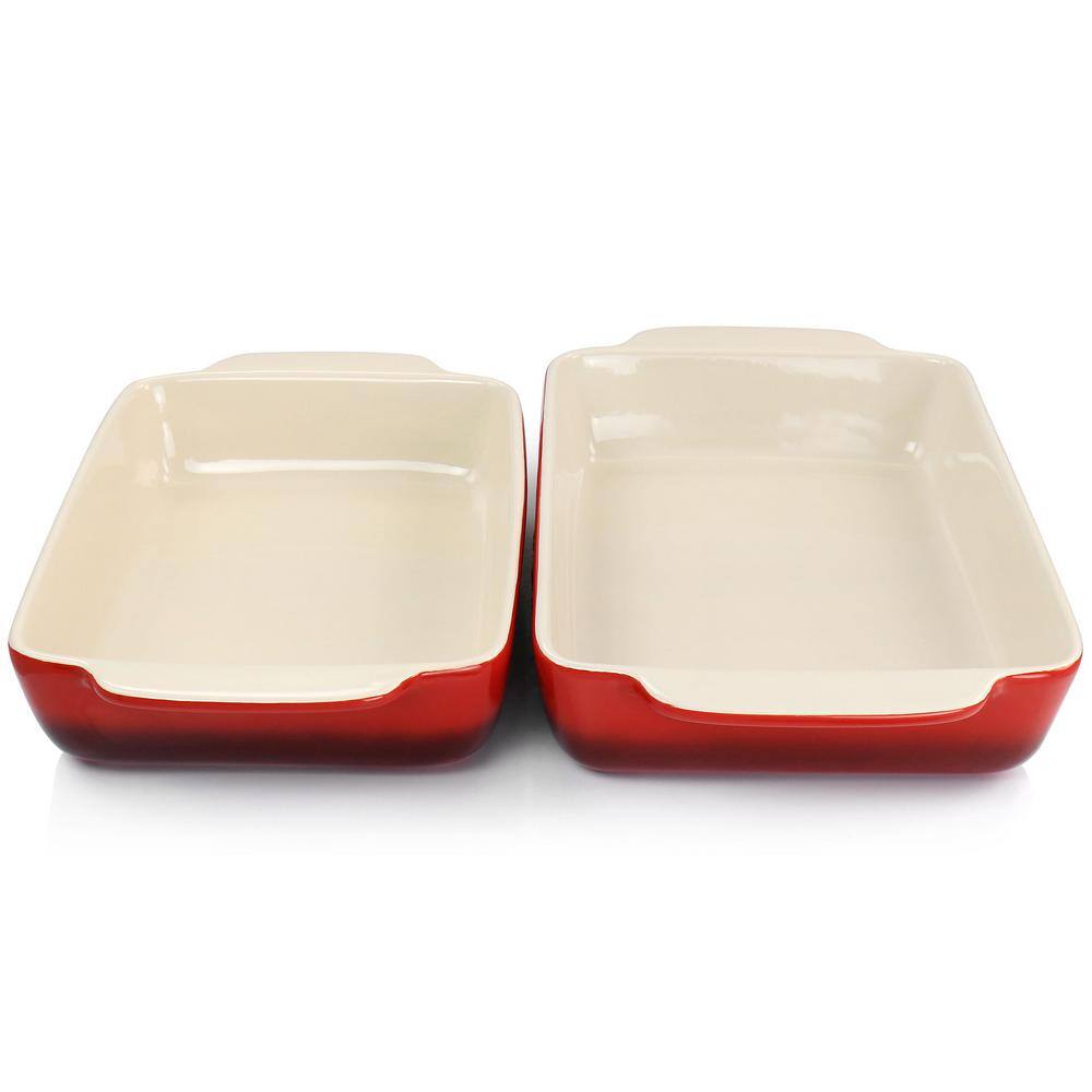 Gradient Red Ceramic Bakeware Set with Integrated Handles