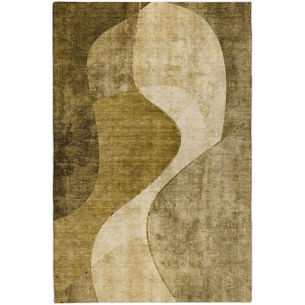 Dream Shag Premium Machine Washable Abstract ADS633 Brown 9 ft. x 12 ft. Area Rug