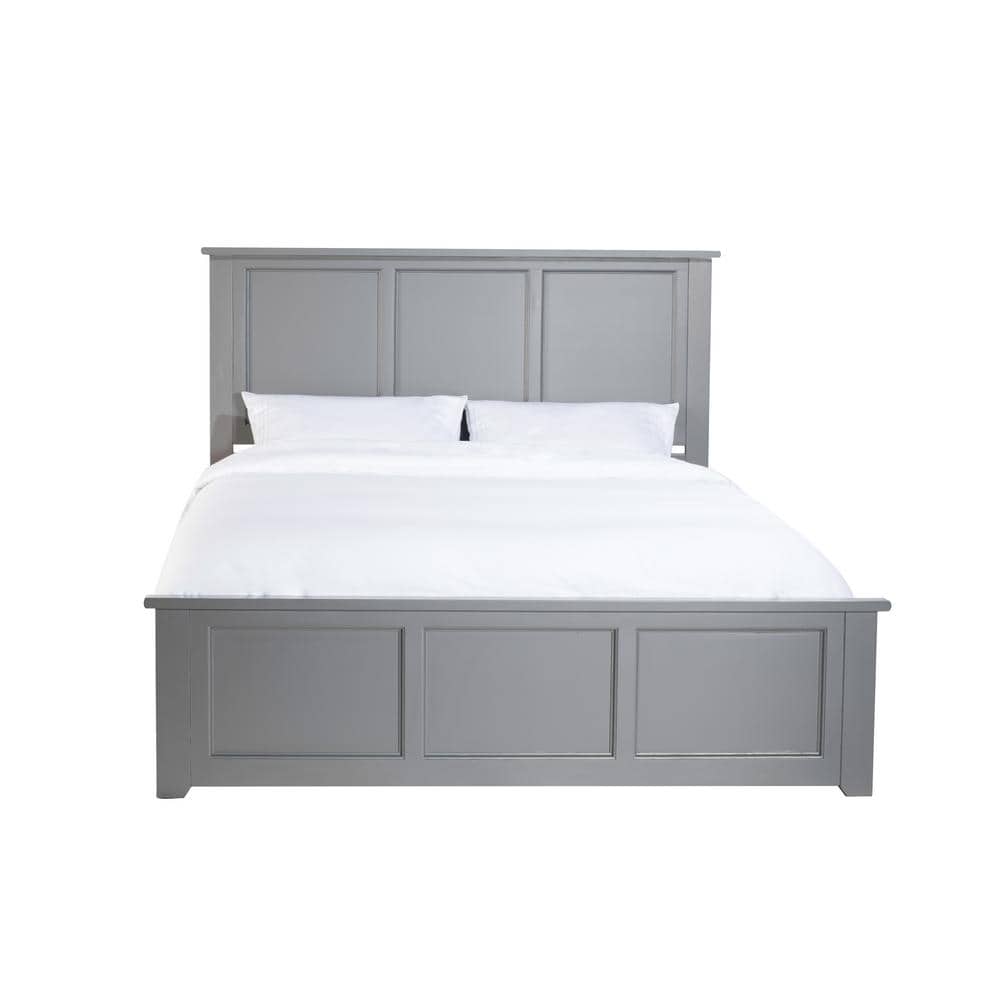 Madison Gray Queen Solid Wood Platform Bed with Headboard