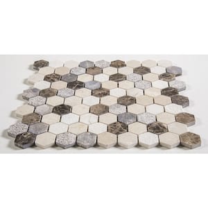 Amarillo Pepper Brown/White/Gray 12 in. x 11-5/8 in. Natural Stone Honeycomb Matte Mosaic Tile (4.85 sq. ft./Case)