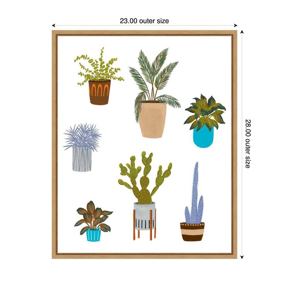 Houseplant Chart II Giclee Print on Canvas with Maple Frame