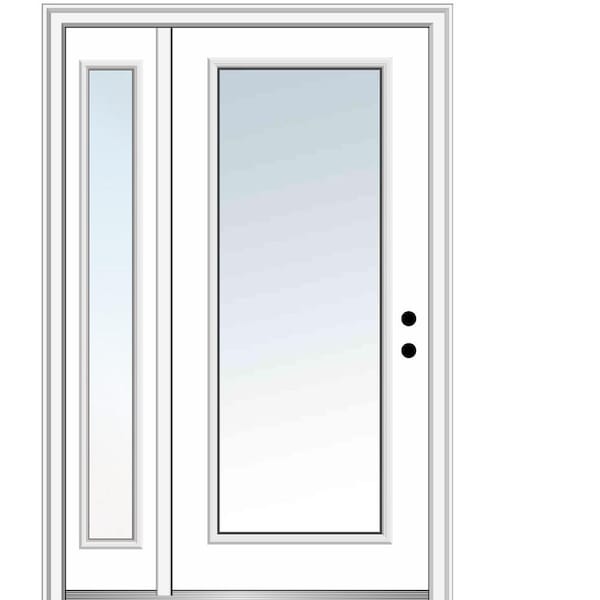 MMI DOOR 51 in. x 81.75 in. Left-Hand Inswing Clear Glass Full Lite Primed Fiberglass Prehung Front Door with One Sidelite