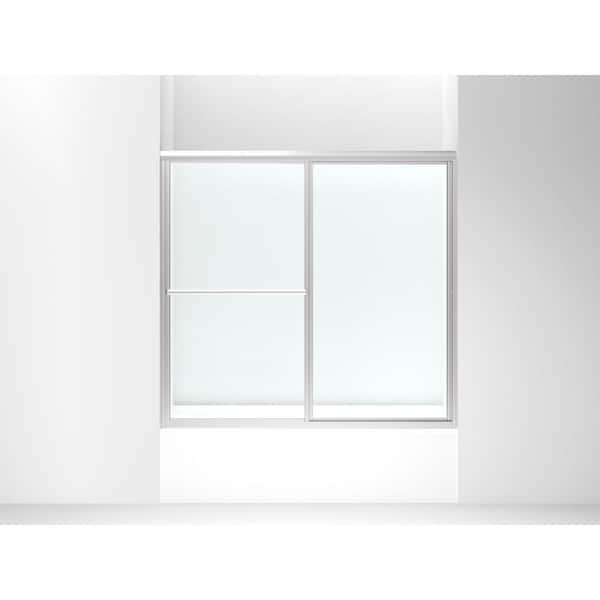 STERLING Deluxe 55-60 in W x 56 in. H Sliding Framed Bath Door with 1/8 in. Clear Glass in Silver