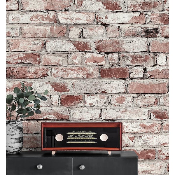Brickwork Clay Vinyl Peel and Stick Wallpaper Roll (Covers 30.75 sq. ft.)