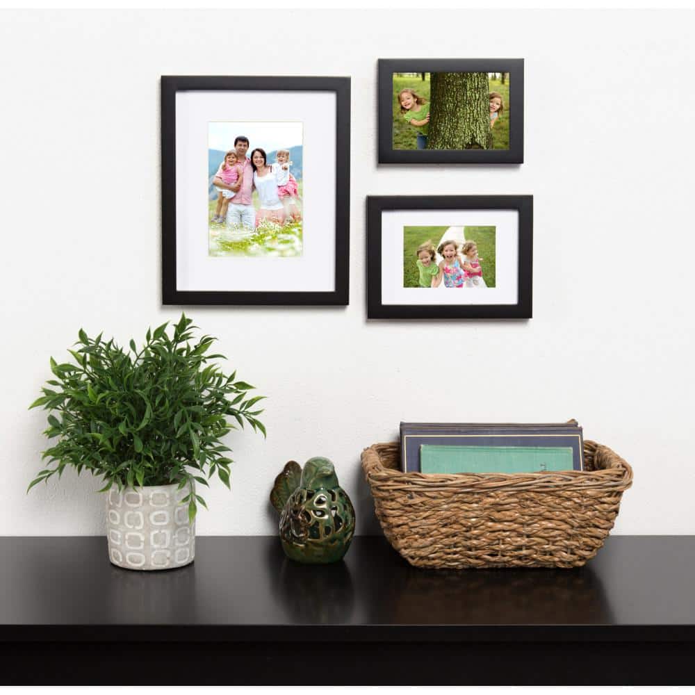 Classic Black Wood Gallery Frame Set for 8x10 or 5x7 Photos, Pack of 4