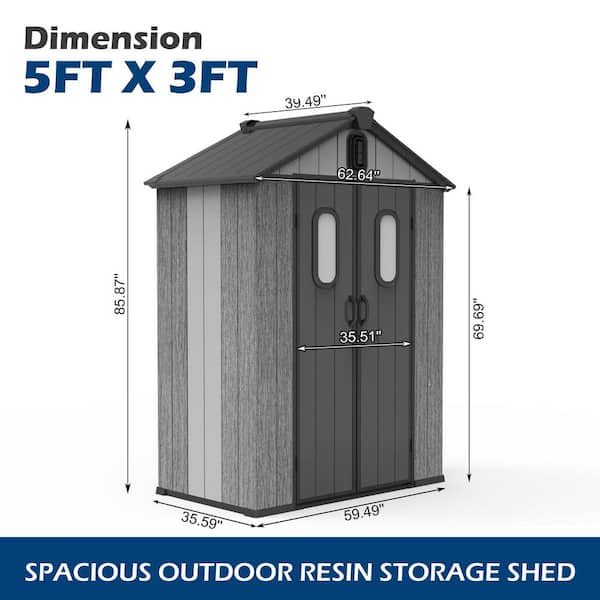 domi outdoor living 5 ft. x 3 ft. Outdoor Resin Storage Shed with