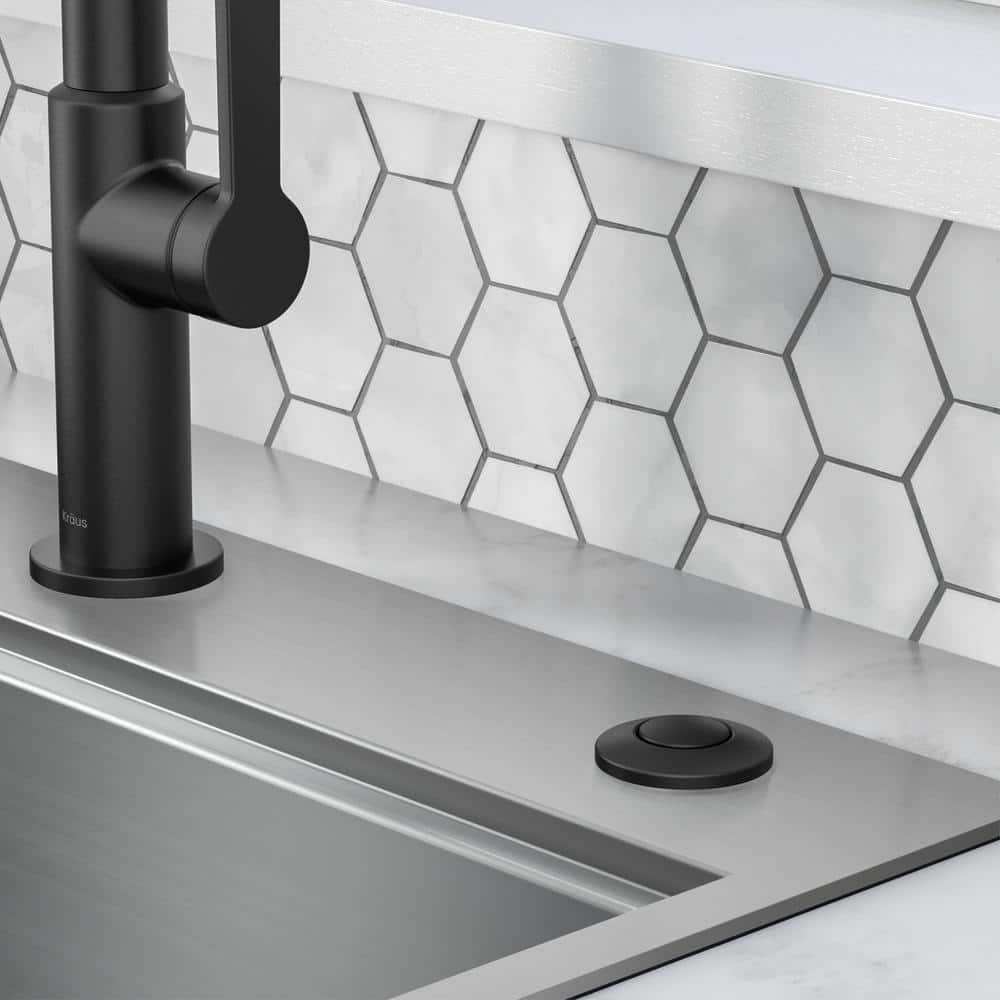 Matte Black Garbage Disposal Air Switch Kit with Push Button