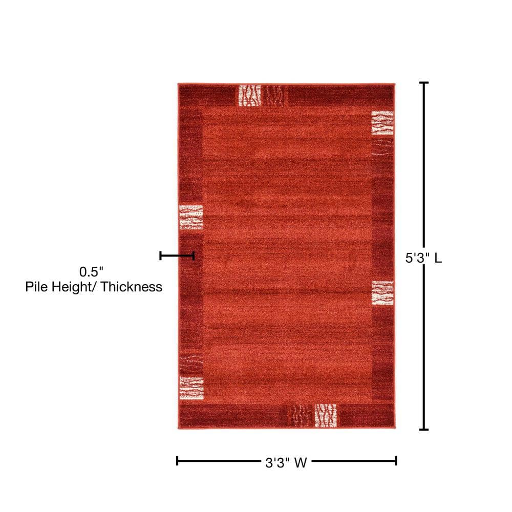 Red Geometric Tufted Washable Rectangular Area Rug