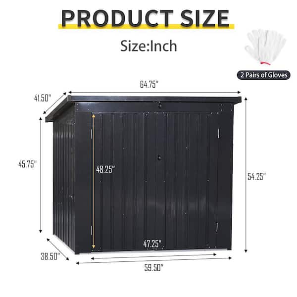 5 ft. W x 3.4 ft. D Outdoor Metal Garbage Can Storage Shed for 2