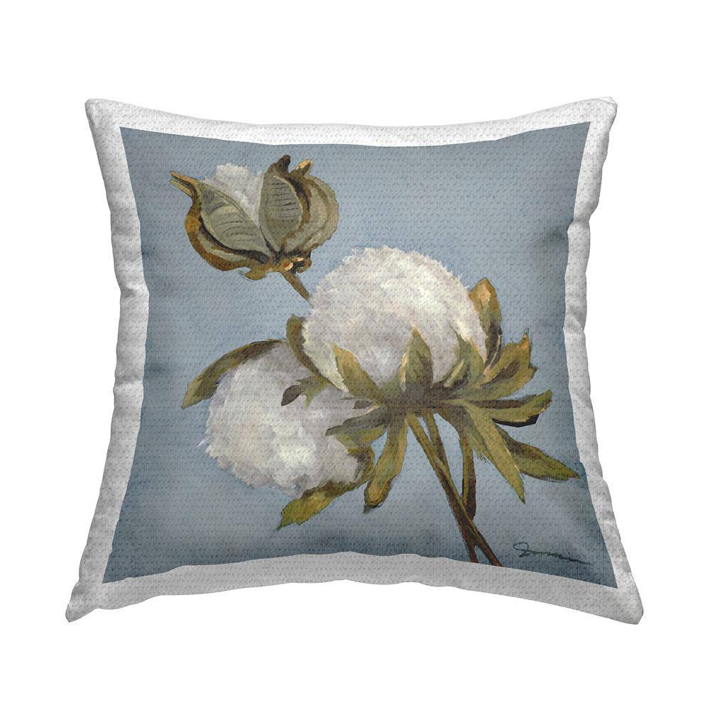 Budding Cotton Flowers Blooming Blue Square Outdoor Throw Pillow price history on PriceWatchPro