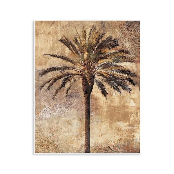 Stupell Industries Distressed Palm Tree by Dan Sproul Unframed Nature Graphic Art Print 14 in. x 11 in.