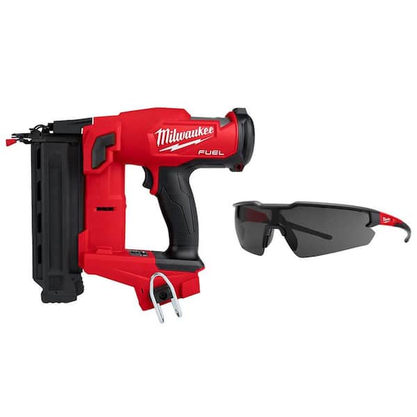 Milwaukee M18 FUEL 18-Volt Brushless Cordless Gen II 18-Gauge Brad Nailer (Tool-Only) with Tinted Anti Scratch Safety Glasses