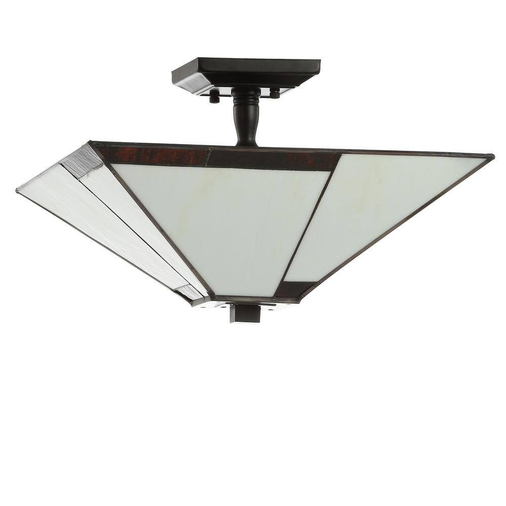 Julian 15.75" Ivory and Black Artisanal Glass LED Flush Mount