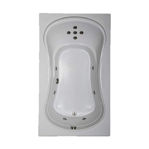 Comfortflo 72 in. x 42 in. Acrylic Rectangular Alcove Whirlpool Bathtub with Reversible Drain in Biscuit