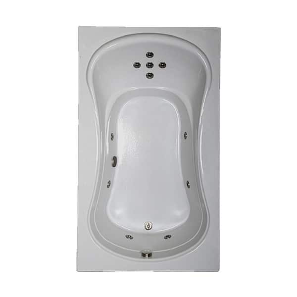 Comfortflo 72 in. Acrylic Reversible Drain Rectangular Alcove Whirlpool Bathtub in White
