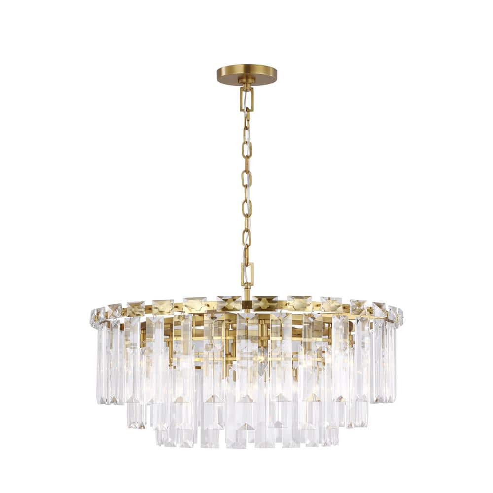 Elegant Burnished Brass and Crystal 16-Light Chandelier
