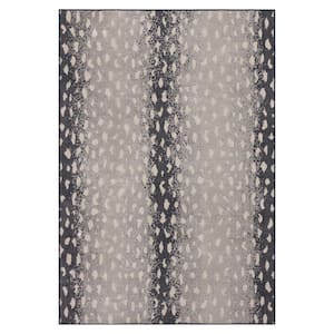 Cascade Antelope Charcoal 3 ft. x 5 ft. Modern Contemporary Animal Print Antelope Area Rug