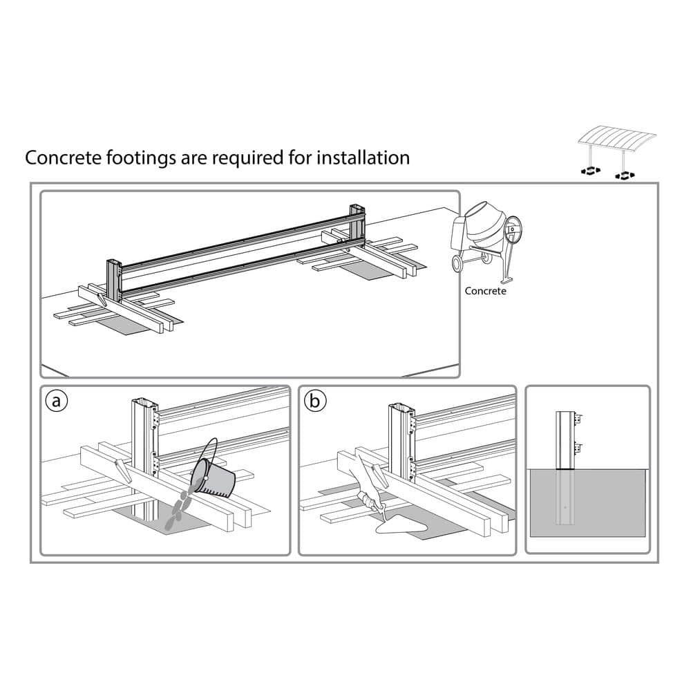 Arizona Gray 10' x 16' Single Slope Carport Kit