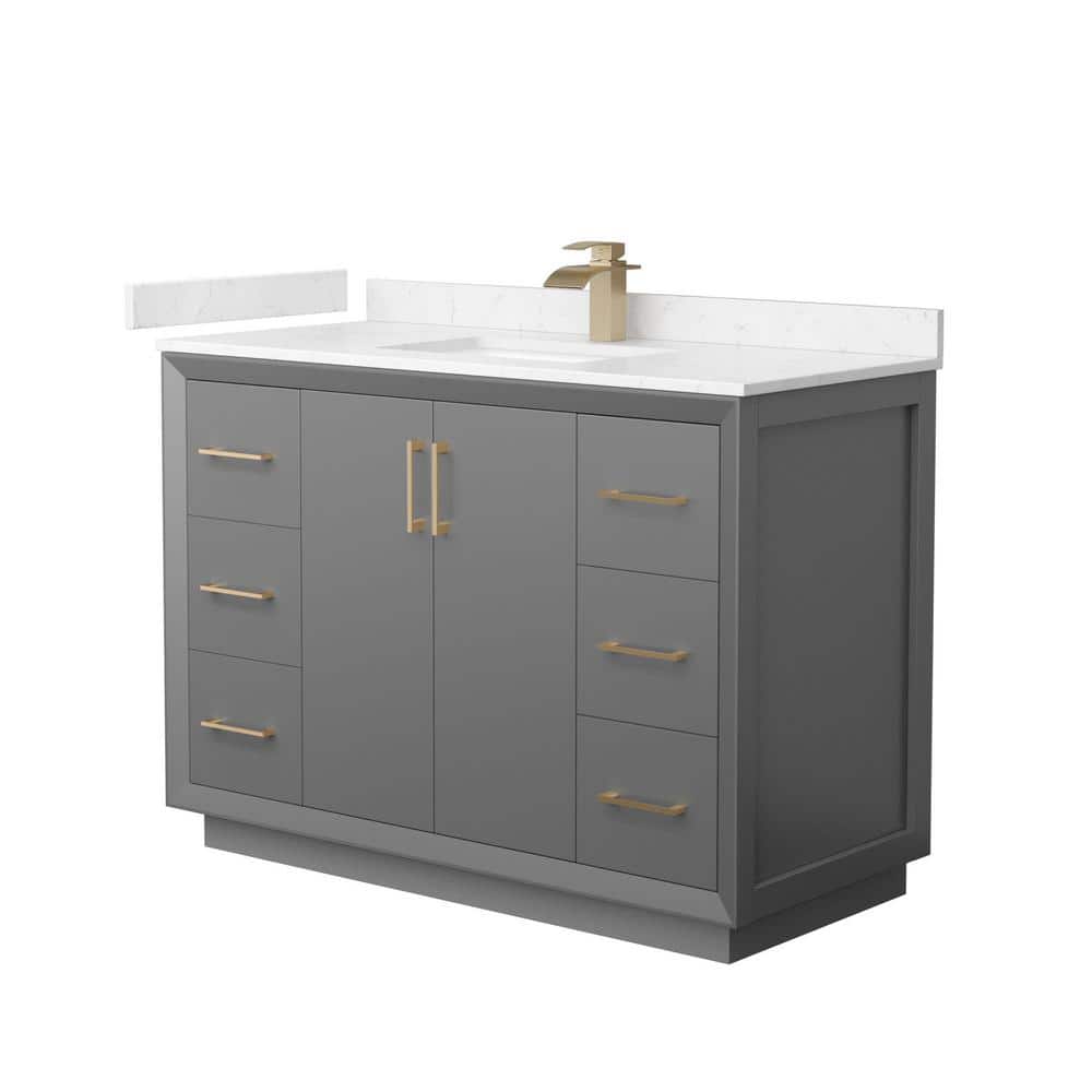Strada 48 in. W x 22 in. D x 35 in. H Single Bath Vanity in Dark Gray with Carrara Cultured Marble Top price history on PriceWatchPro