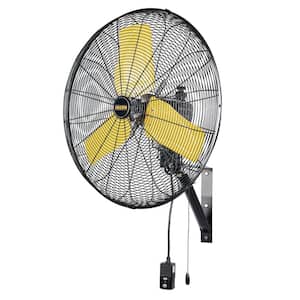 24 in. 3-Speed Oscillating High Velocity Indoor/Outdoor Yellow Wall Mount Fan with IP44 Enclosure Motor