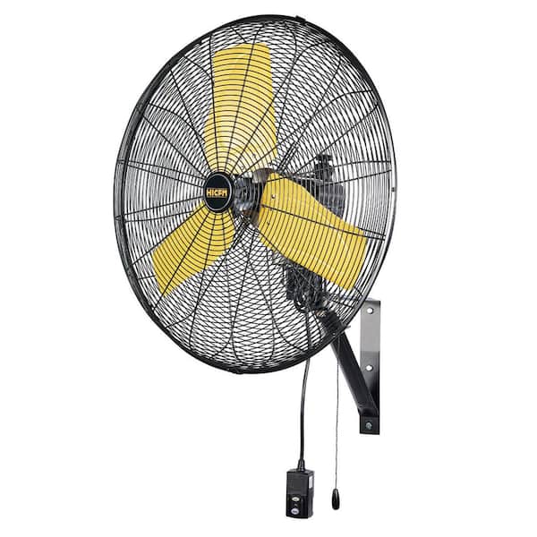 24 in. 3-Speed Oscillating High Velocity Indoor/Outdoor Yellow Wall Mount Fan with IP44 Enclosure Motor