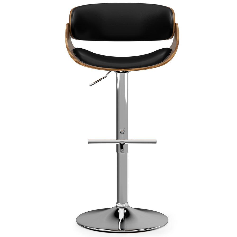 Amery Adjustable Swivel Black Wood and Metal Bar Stool