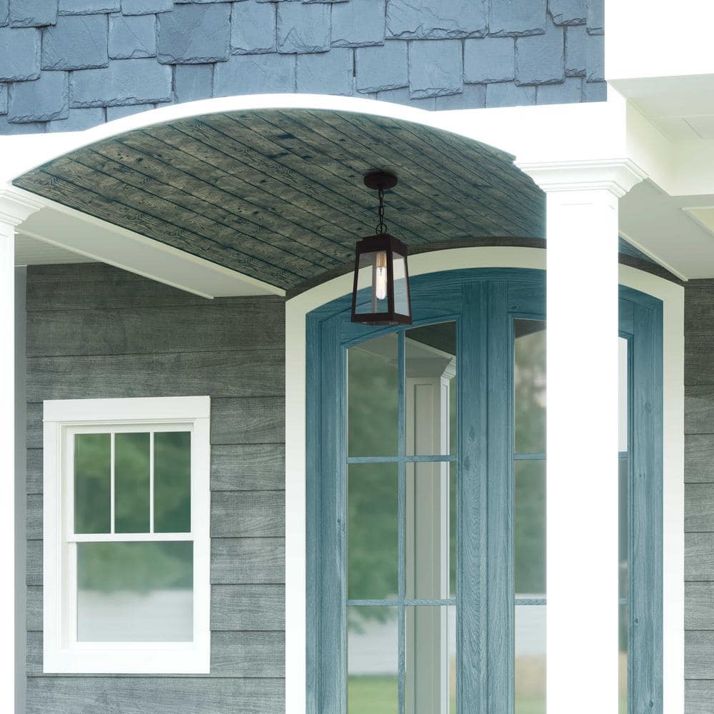 Oslo Clear Glass and Bronze 1-Light Outdoor Pendant