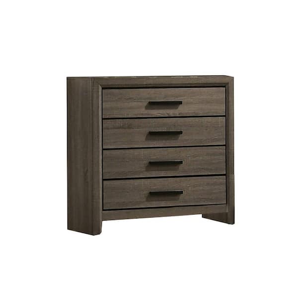 Benjara 16.38 in. Gray 4-Drawer Wooden Chest of Drawers