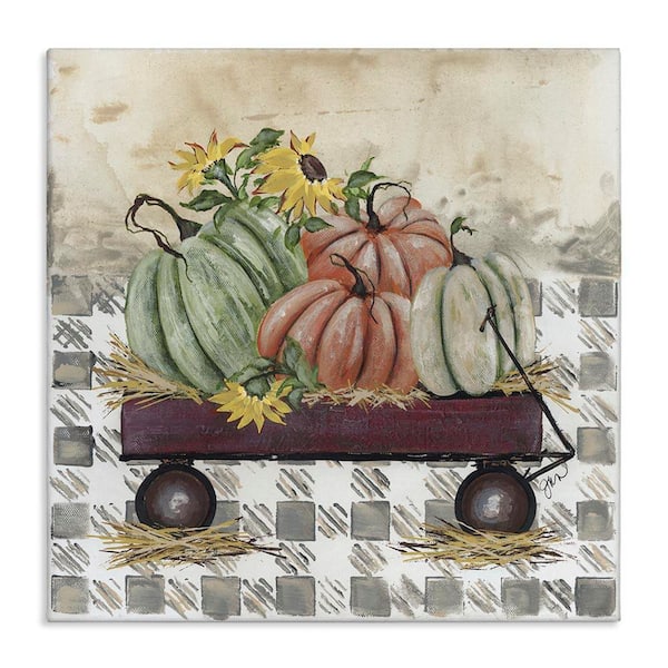 Stupell Industries Pumpkin Harvest Wagon by Julie Norkus Unframed Graphic Nature Art Print 17 in. x 17 in.