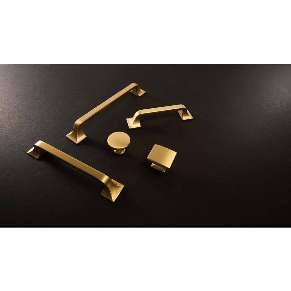 Brushed Golden Brass Square Cabinet Knobs 10-Pack