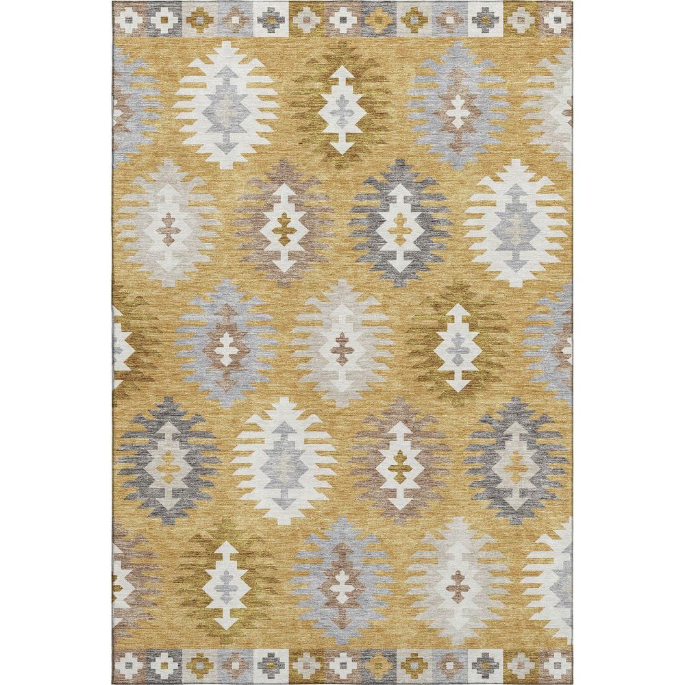 Addison Rugs Mayfield Premium Machine Washable Abstract AMF983 Gold 3 ...