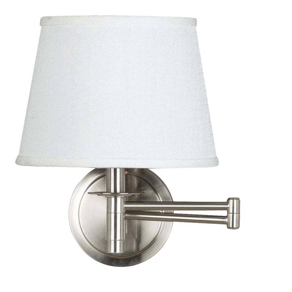 Sheppard 11'' Brushed Steel Swing Arm Wall Lamp with White Shade