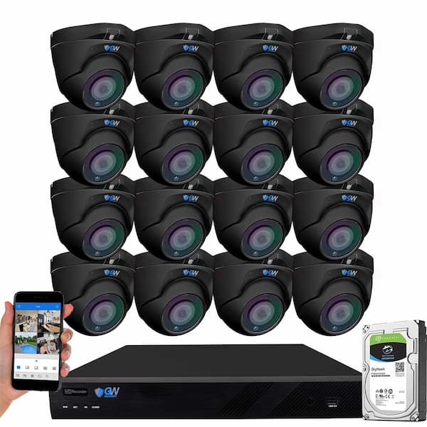 GW Security 16-Channel 8MP 4TB NVR Security Camera System 16 Wired Turret Cameras 2.8-12mm Motorized Lens Human/Vehicle Detection