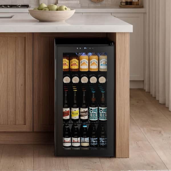 16.9 in. 121-Cans Single Zone Freestanding Beverage Cooler Refrigerator in Stainless Steel Digital Control Internal Fan